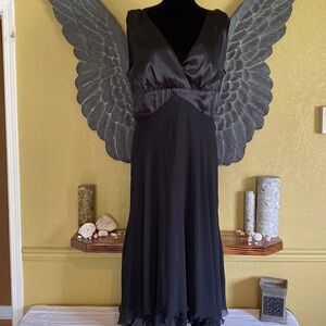 Connected Apparel Black Satin Top Dress